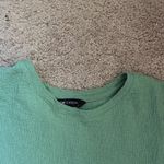 LCW Casual Crew Neck Short Sleeve Green Textured Boxy Fit Gauze Knit Short Photo 1