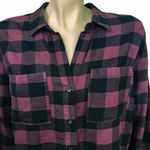 BeachLunchLounge Beach Lunch Lounge Purple & Black Buffalo Plaid Popover Blouse Photo 3