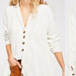 Free People  Large Bohemian All About The Feels Gauze Button Down Shirt Ivory Photo 0