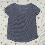 Aerie  Navy Blue Striped V-Neck Shirt Photo 1