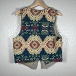 Vintage Willowbend Womens Tapestry Vest Size L Western Aztec USA Rodeo Cowgirl Size L Photo 3