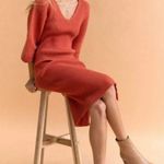 Petal and Pup Rust Orange Ribbed Balloon Sleeves Caledonia Sweater Midi Dress XS Photo 0