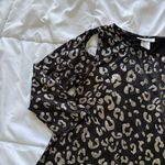 Vintage 90s Black Gold Leopard Blouse 3/4 Sleeve Womens Size Medium Flowy Long Photo 1