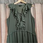 cupio  Olive Green High Low Lace Up Ruffle Midi Dress Size Extra Large Photo 4