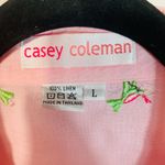 Casey Coleman Pink Embroidered Linen Shirt Large Cottagecore Festival Blouse Photo 2