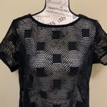 Dotti Brand Dotti Black Crochet Short Sleeve Swim Cover Up Photo 3