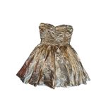 NWT ANIYE BY Malu Mini Dress Strapless Metallic Gold Womens M Circle Skirt Party Size M Photo 2
