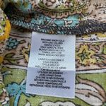 Caribbean Joe  Floral Paisley Tie Neck Blouse Size M Green Boho Top Photo 3