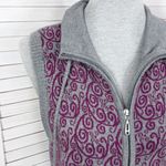 Christopher & Banks Filigree Swirl Print Zip Up Sweater Vest Grey Purple Medium Photo 4