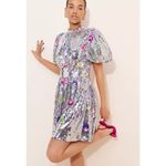 NWT Celia B Wanderer Silver Sequin Floral Mini Dress Size Small Photo 13