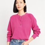 Old Navy  Women’s Longsleeve Cozy Waffle Henley T-Shirt Top in Lotus Flower M Photo 0