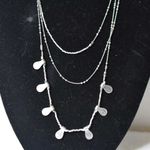 Source Unknown Casual Triple Layer Silver Tone Engraved Metal Disc Link Chain 28" Chic Necklace Photo 0