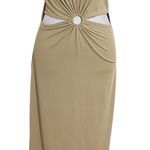 Love j  Tan Sleeveless Bodycon Midi Dress NWOT Size XL Stretchy Ribbed Knit Dress Photo 0