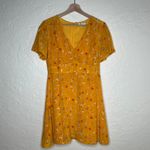 Madewell Women's Silk Belladonna Dress Painted Carnations Yellow Size 6 Photo 1