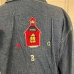 Teacher vintage patchwork denim jacket Apple math school bus Blue Photo 10