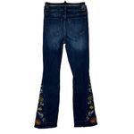 Ashley Mason  Premium SZ 0/24 Flare Jeans Floral Embroidered Frayed Boho Festival Photo 4