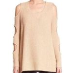 Zoe Jordan Wool Cashmere Blend Cold Shoulder Cutout Sweater Beige Women's S/M Size M Photo 0