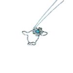 Silver Tone Cow Head Flower Pendant Necklace Western Boho Turquoise Accent New Photo 3