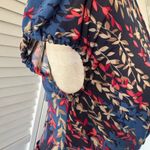 BCBGMAXAZRIA  Leaf Patterned Waist Tied Short Sleeve V Neck Dress Photo 2