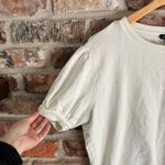 J.Crew White Puff Sleeve Short Sleeve Sweatshirt Top, M Photo 3