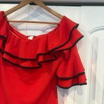 Venus Red Ruffle Neckline Top Size Medium Photo 3