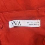 ZARA Overall Mini Dress Peekaboo Back Top Stitching Orange Small Photo 6