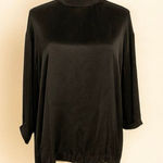 ZARA Silky Oversized Mock Neck Blouse | Size M | Black Minimalist Top Photo 0