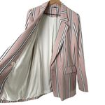 Free People  Uptown Girl Oversized Blazer in Pink Stripes 100% Cotton, Small‎ Photo 7