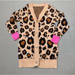 SheIn Leopard Print Cardigan Sweater M Womens Long Sleeve Button Front Open Knit Photo 0