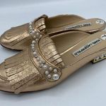 Karl Lagerfeld gold Leather mule slides pearls Photo 0