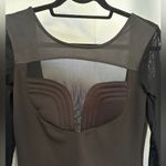 Nasty Gal Black Dress Mesh Front Long Sleeve Bodycon Futuristic Size Medium Photo 4