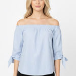 Kontrol blue striped off shoulder preppy blouse Photo 0