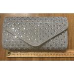 Silver Fashion Glitter Fabric Clutch Bag With Rhinestones Photo 3