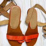 L.A.M.B. orange and taupe wrap around heel sandals Photo 4
