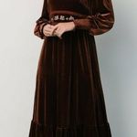 Baltic Born  Ingrid Chocolate Embroidered Velvet Maxi Dress Photo 0