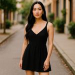 J.Crew Faux Wrap Ruffle Mini Dress M | Black Sleeveless Tank Elastic Waist Photo 13