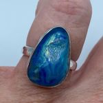 Aura Marine Blue  Druzy Sterling Silver Ring Jewelry Size 9 Photo 4