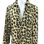 ZARA Multicolor Leopard Animal Print V-neck Long Sleeve Collar Shirt Dress Sz S Photo 2