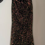 Sequin High Slit Strapless Dress, Size Large Black Photo 0