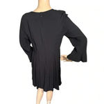 Old Navy Fit Flare Flute Sleeve Dress Black Long Sleeve Mini Zip Close Large Photo 7
