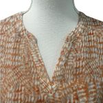 Susan Graver  Abstract V Neck Long Sleeve Tiered Hem Semi Sheer Tunic Top Shirt Photo 2