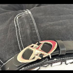 Y2k Oval Cross Gothic Metal Buckle Punk Belt, Black Simple Casual Jeans Belt Photo 5