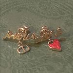 Christian Dior Dior DIORAMOUR JE VOUS ADORE EARRINGS Gold-Finish Metal and Red Lacquer Photo 2
