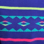 Vintage 90s Summit County Neon Purple Aztec Knit Cropped Crewneck Sweater Small Photo 8