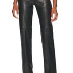 Camila Coelho NEW  Sz M Cora Leather Straight Leg Pants Split Hem Black Photo 1