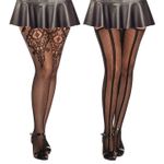 Womens Fishnet Stockings Black 2 Pair‎ New Thigh High With Suspenders Size undefined Photo 0