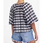 Madewell NWT Bubble-Sleeve Top True Black Gingham Plaid Short Sleeve Size 2 Photo 1