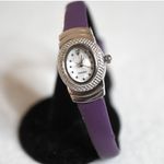 Avon Diamond Accent Mother of Pearl Face Purple Leather Band New Battery Watch Photo 1