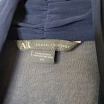 Armani Exchange  Blouse Blue Button Down Tie Front Long Sleeve Womens Size Small Photo 1
