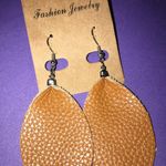 Brand New Camel Tan Teardrop Earrings Faux Leather Photo 1